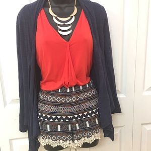 Aztec Print Lace Trim Festival Chic Shorts!